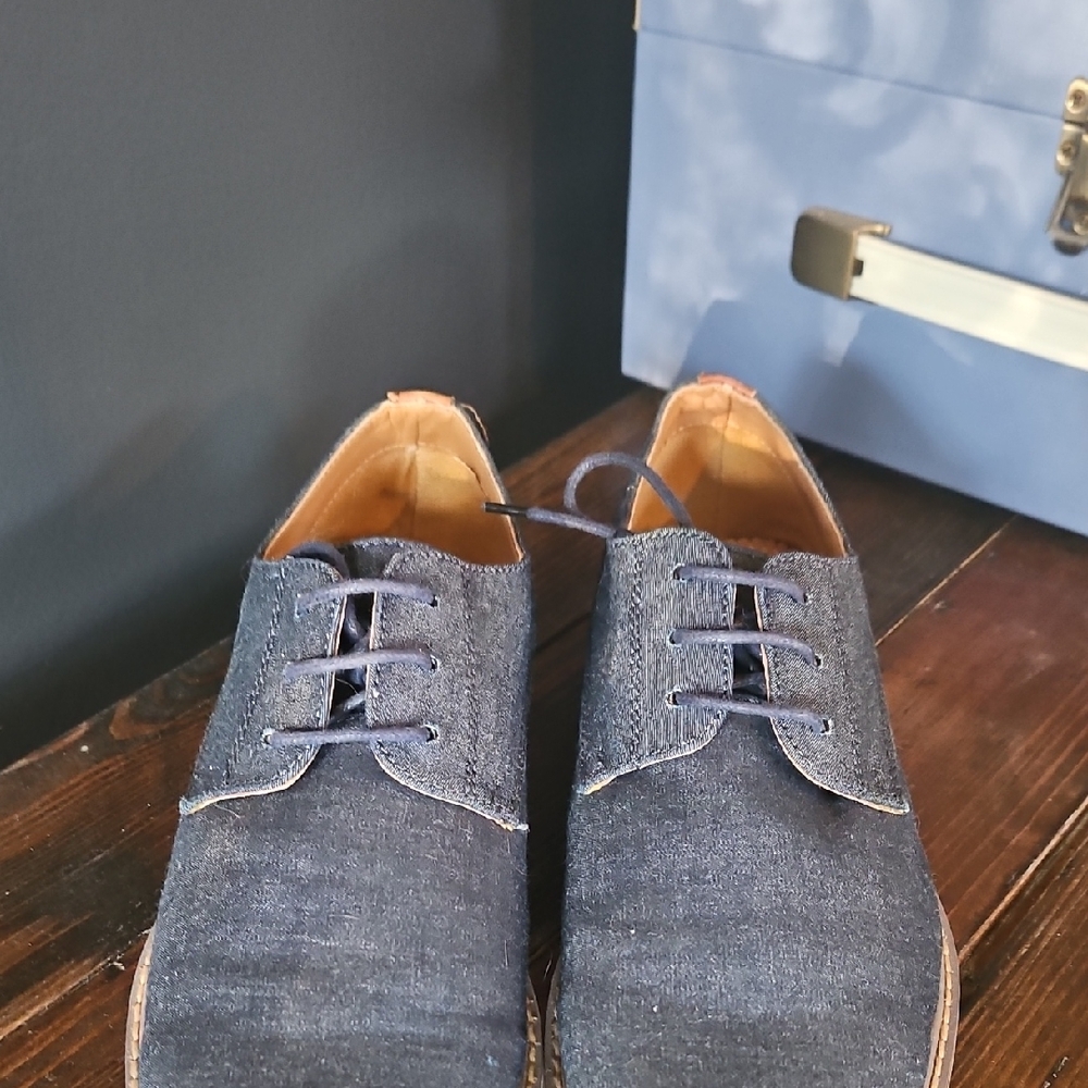 Men's Denim Derby Shoes - Blue Casual Lace-Up